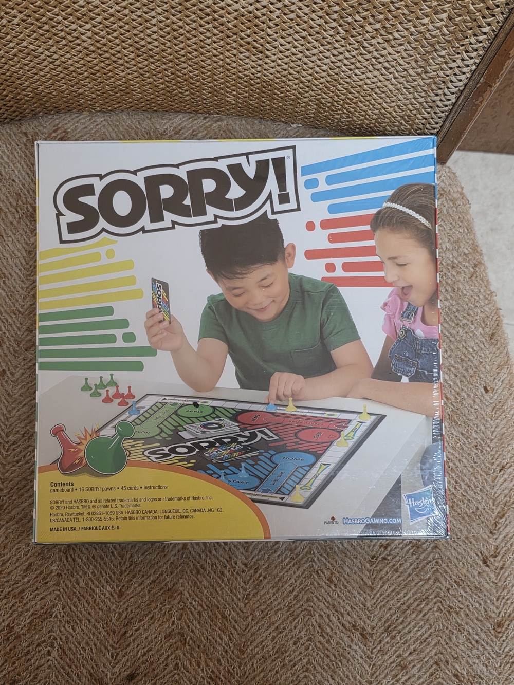 Sorry! Classic Board Game by Hasbro - Colorful Game Box